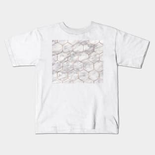 Marble rose gold hexagons Kids T-Shirt